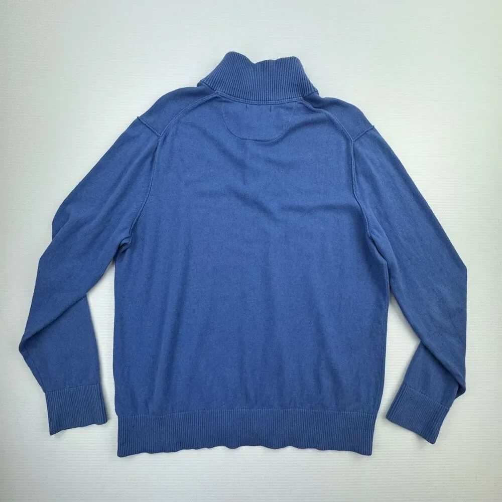 Banana Republic Men’s XL Blue Cotton Cashmere Mock Neck Button Preppy Sweater